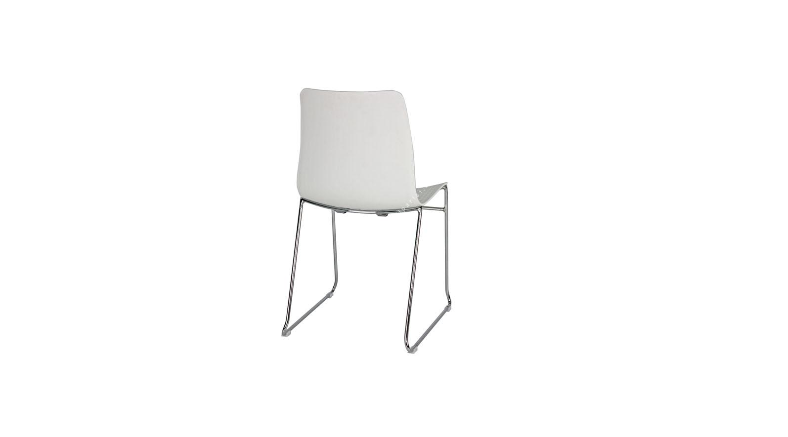 chais beyaz plastik gövdeli kolsuz krom ayak sandalye