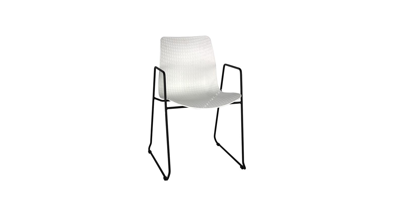chais beyaz plastik gövdeli metal ayak sandalye