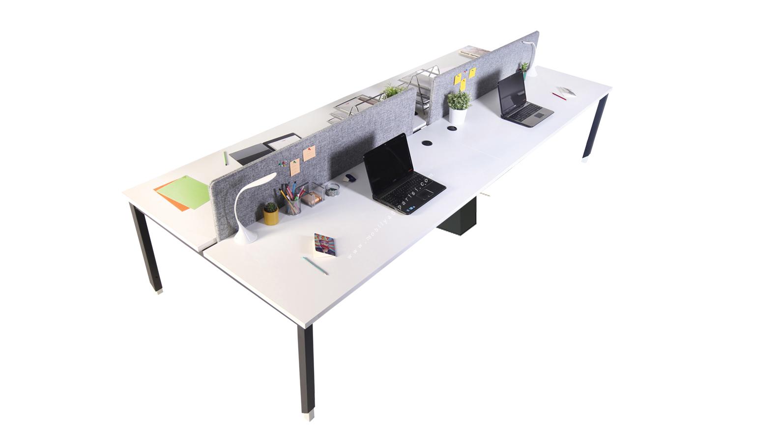 dicone kumaş ara panel dörtlü çalışma masası 360cm