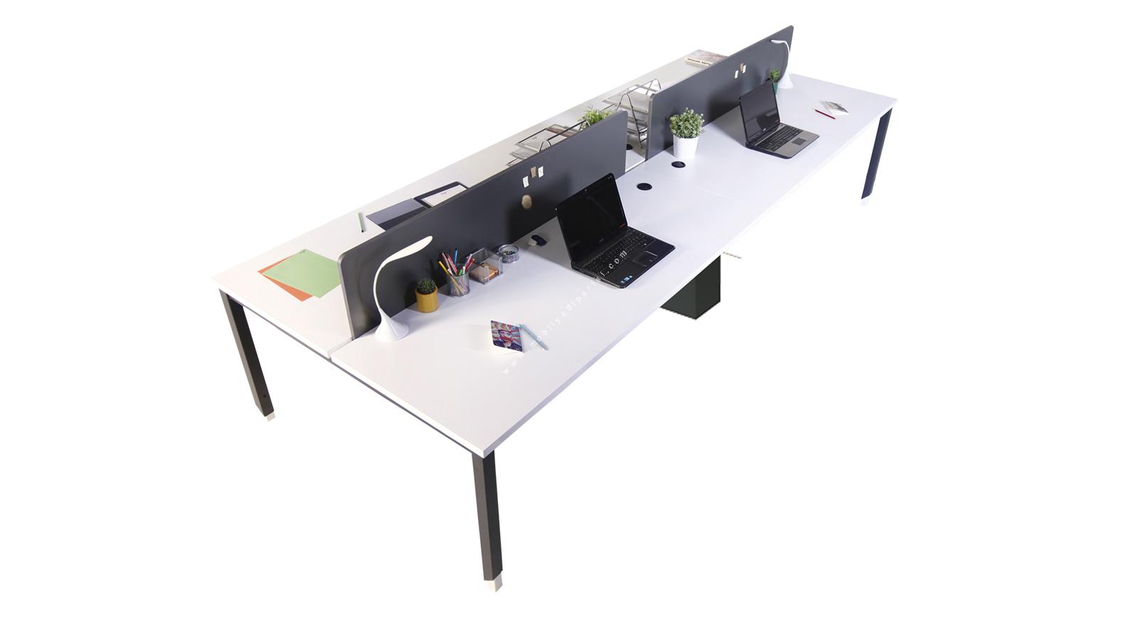 dicone melamin ara panel dörtlü çalışma masası 360cm