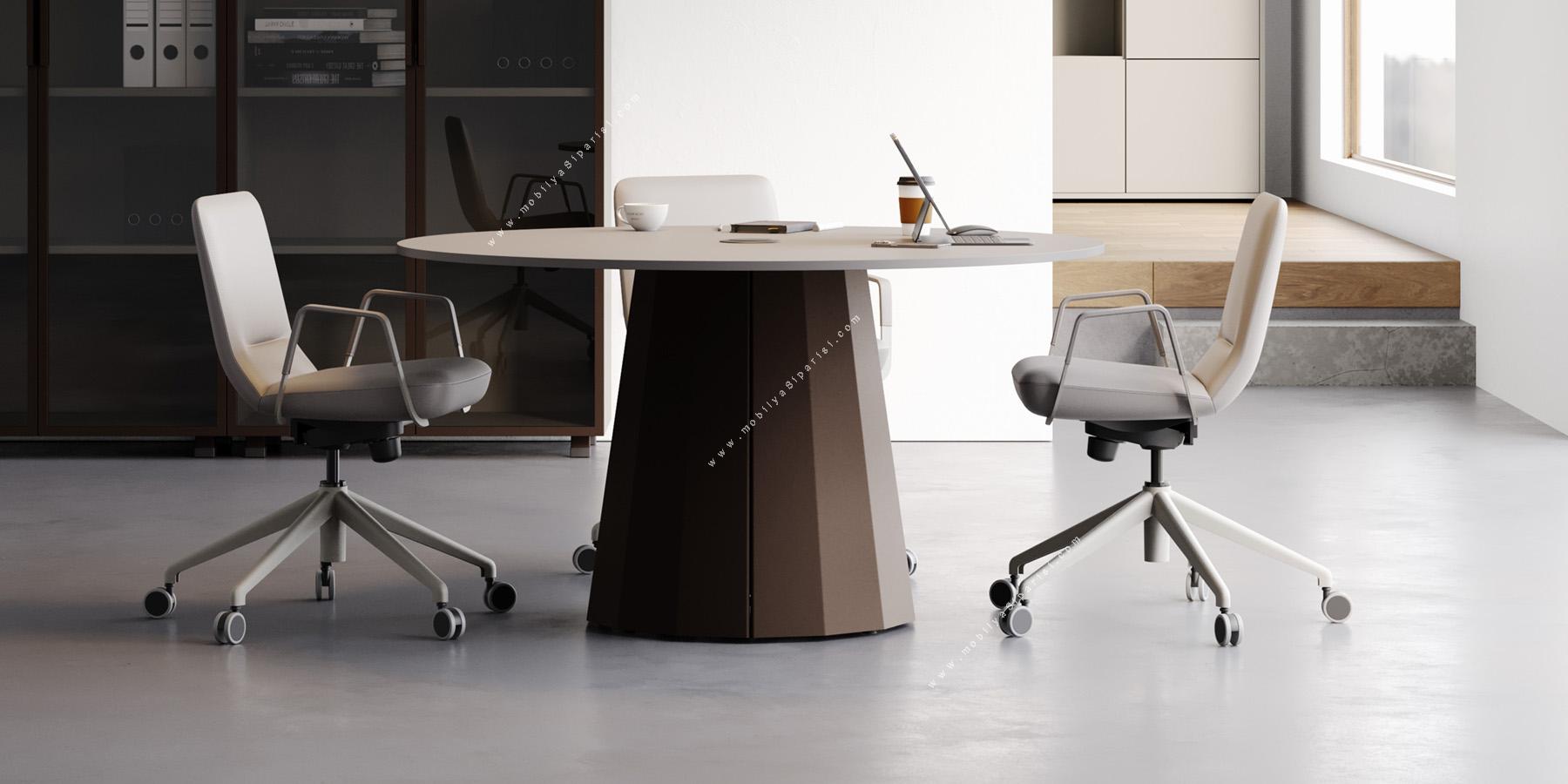 diony yuvarlak tasarım ayak toplantı masası 80q