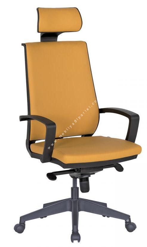 drape deri döşeme plastik başlıklı senkron müdür koltuğu