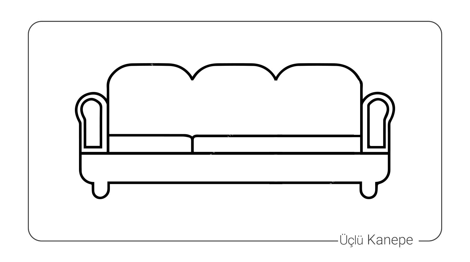 indica tasarım ayaklı üçlü kanepe