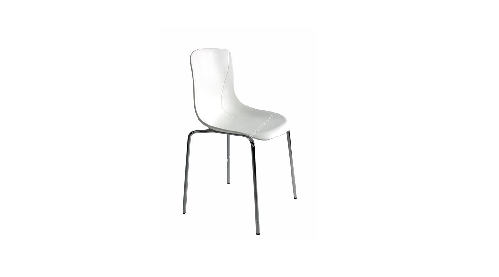 lasen beyaz sırtlı krom ayak sandalye