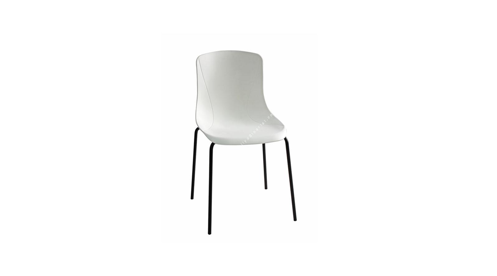 lasen beyaz sırtlı metal ayak sandalye