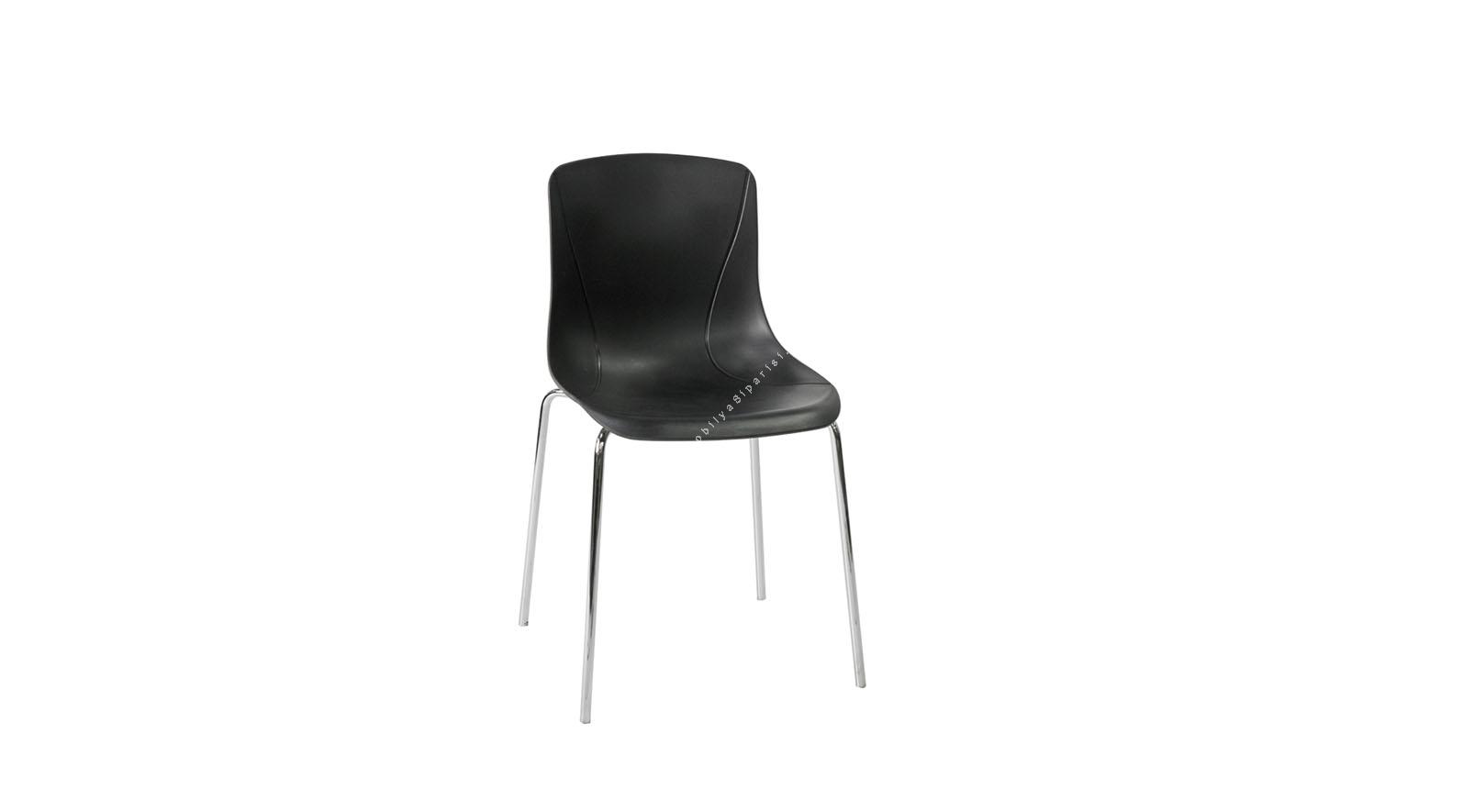 lasen siyah sırtlı krom ayak sandalye