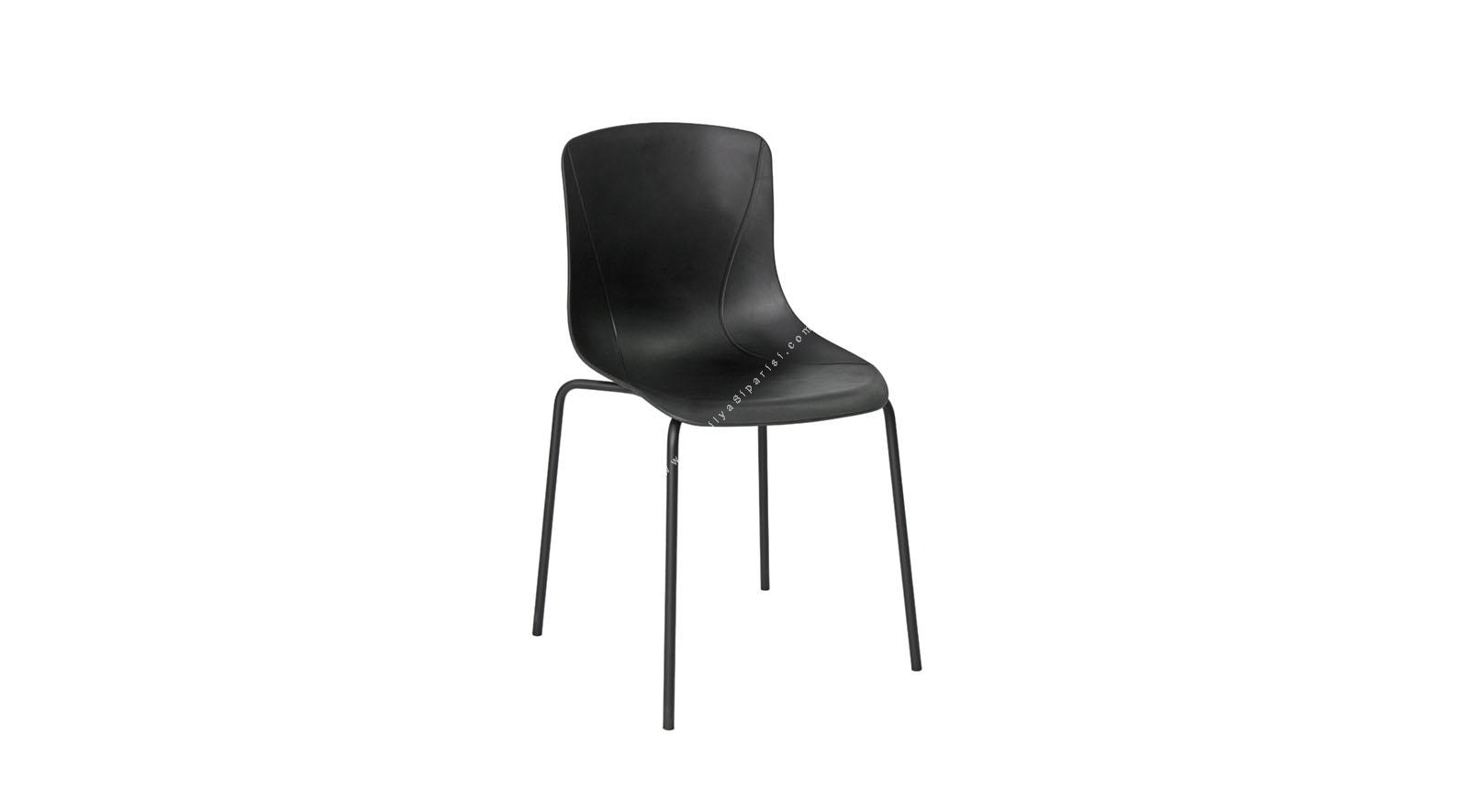 lasen siyah sırtlı metal ayak sandalye
