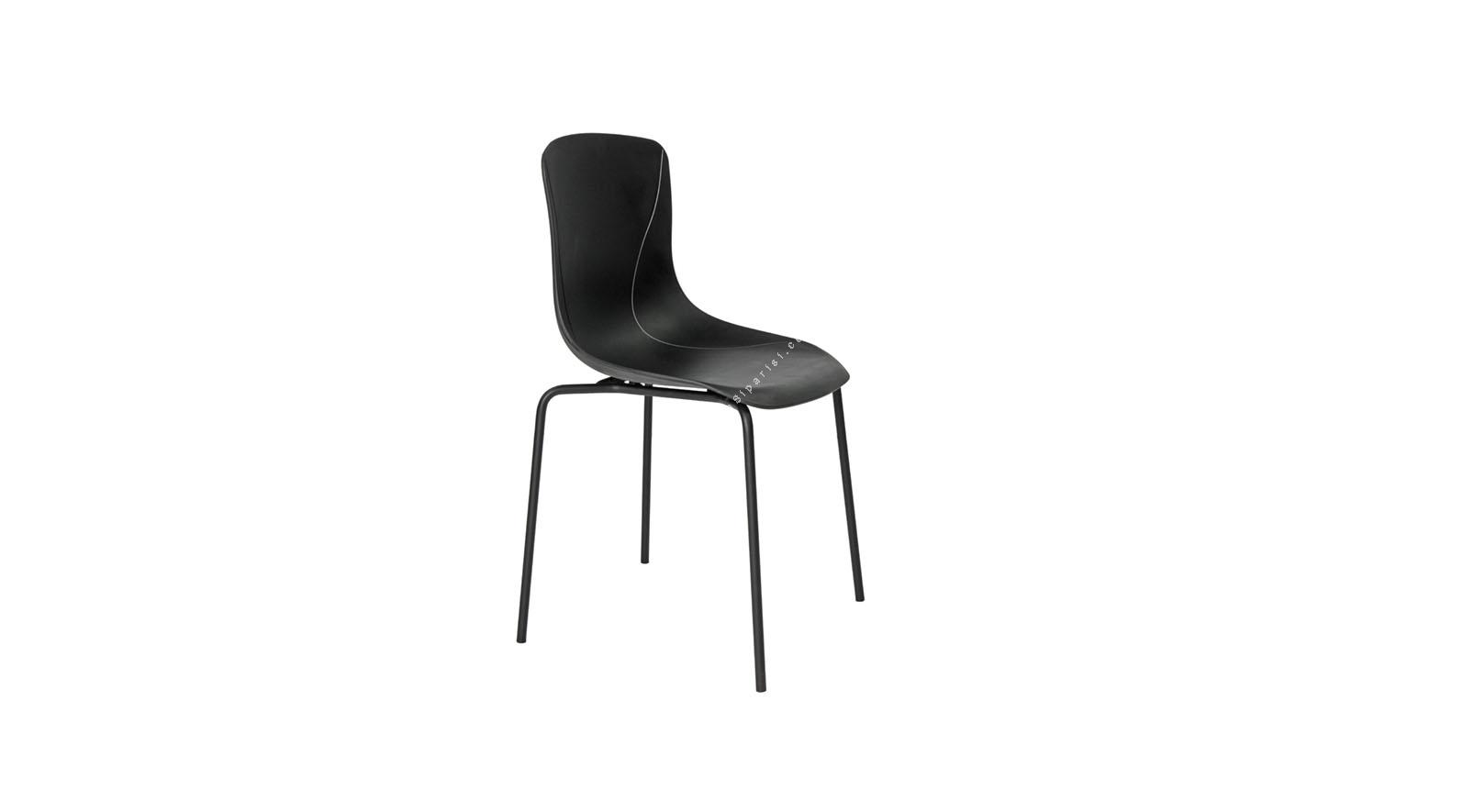 lasen siyah sırtlı metal ayak sandalye