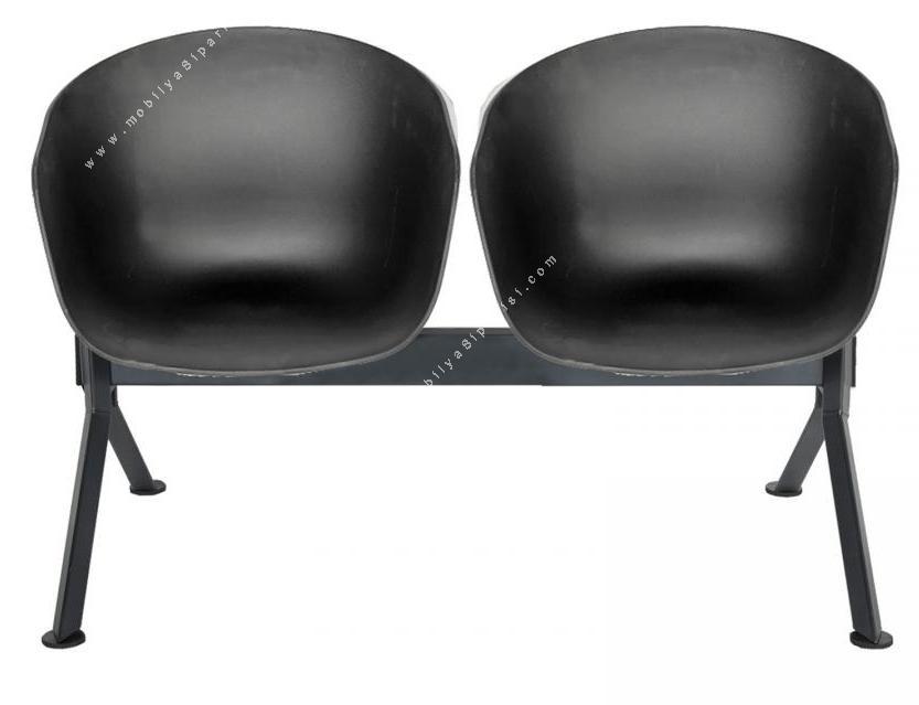massive siyah plastik sırt ikili bekleme koltuğu