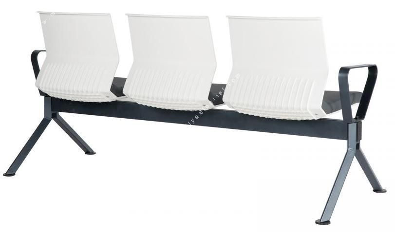 moor beyaz sırtlı metal boyalı ayak üçlü bekleme koltuğu