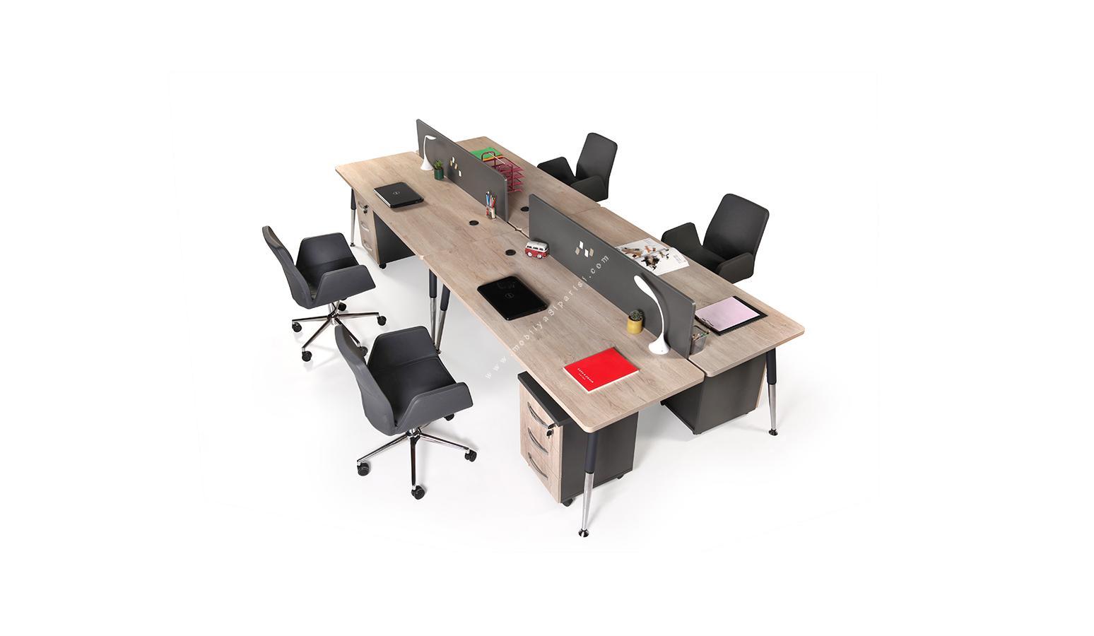 nario dörtlü melamin panel personel masası 280cm