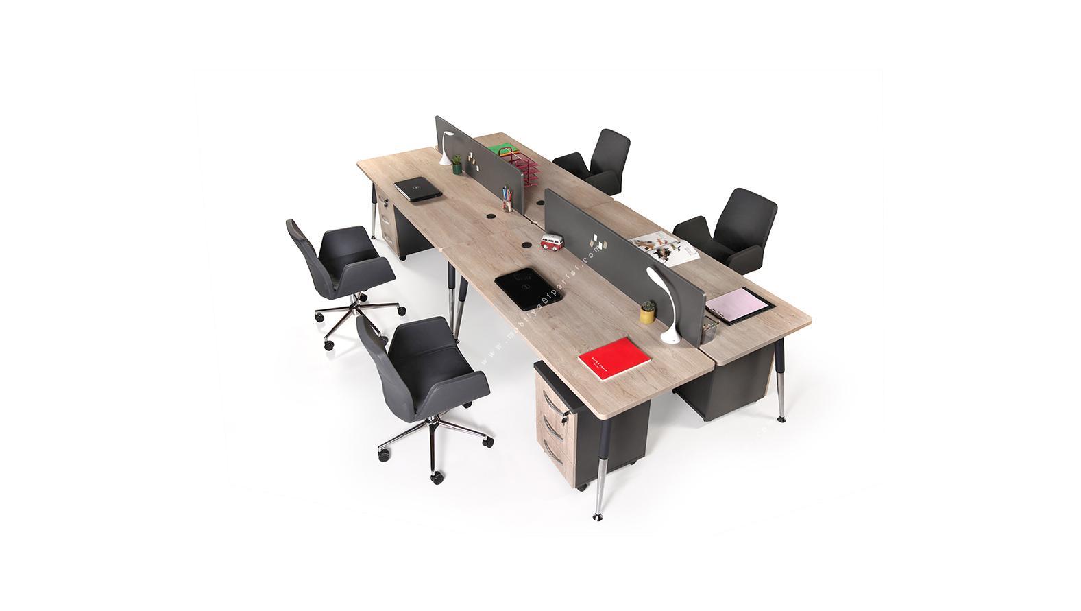 nario dörtlü melamin panel personel masası 320cm