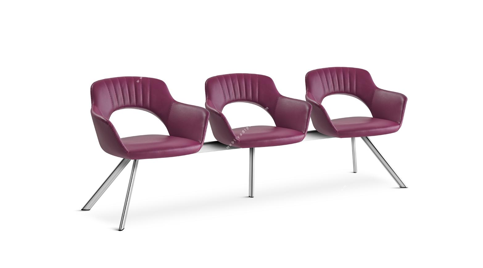 racha sırt tasarımlı üçlü krom bekleme koltuğu