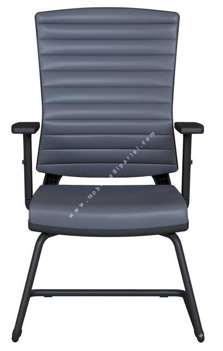 slant deri döşeme metal boyalı u ayak misafir koltuğu