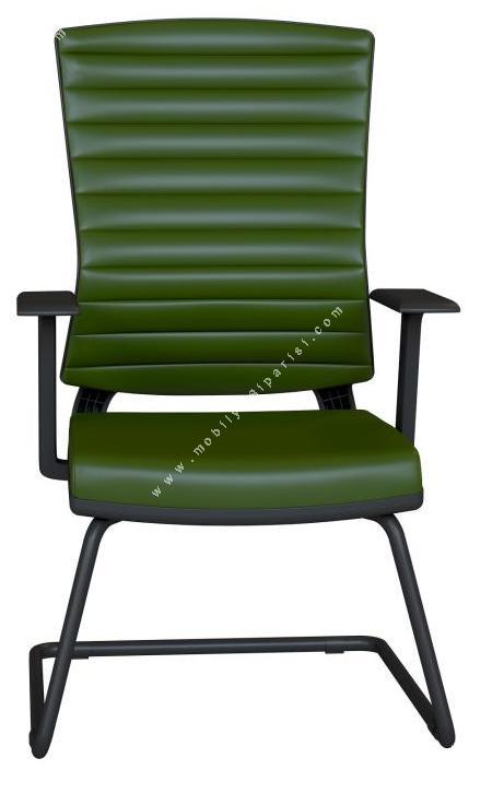 slant deri döşemeli metal boyalı u ayak misafir koltuğu