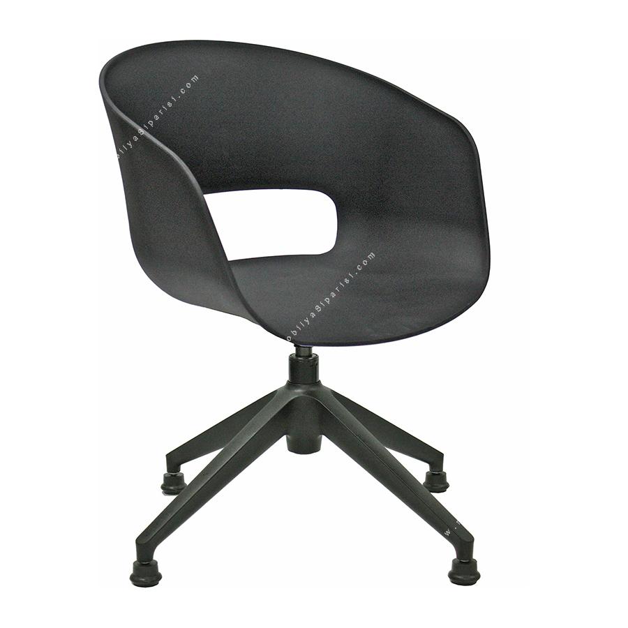 tereos siyah plastik sırt plastik sabit ayak misafir koltuğu