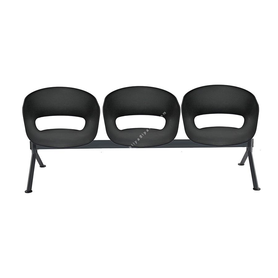 tereos siyah plastik sırt üçlü bekleme koltuğu