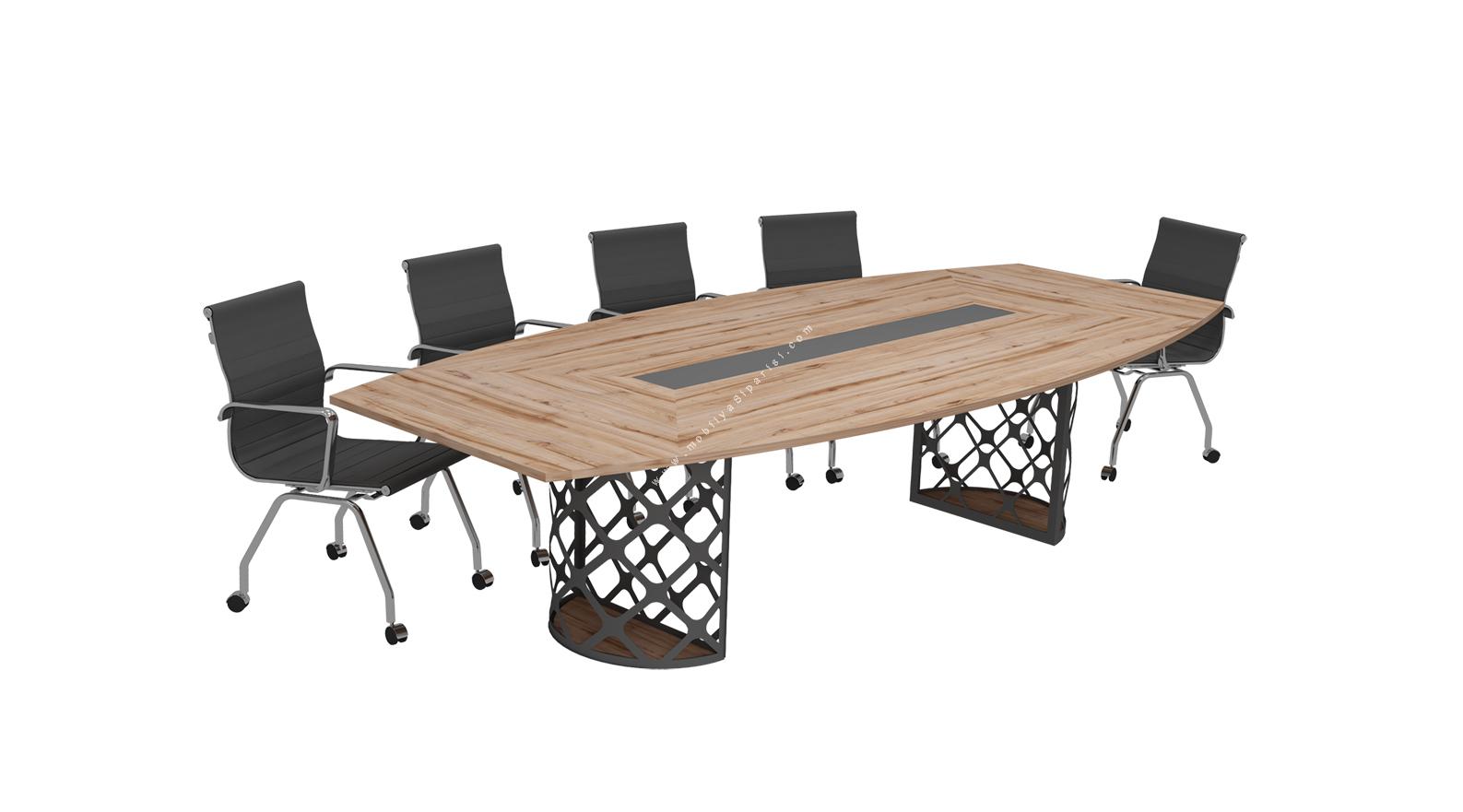 yoros tasarım metal ayaklı toplantı masası